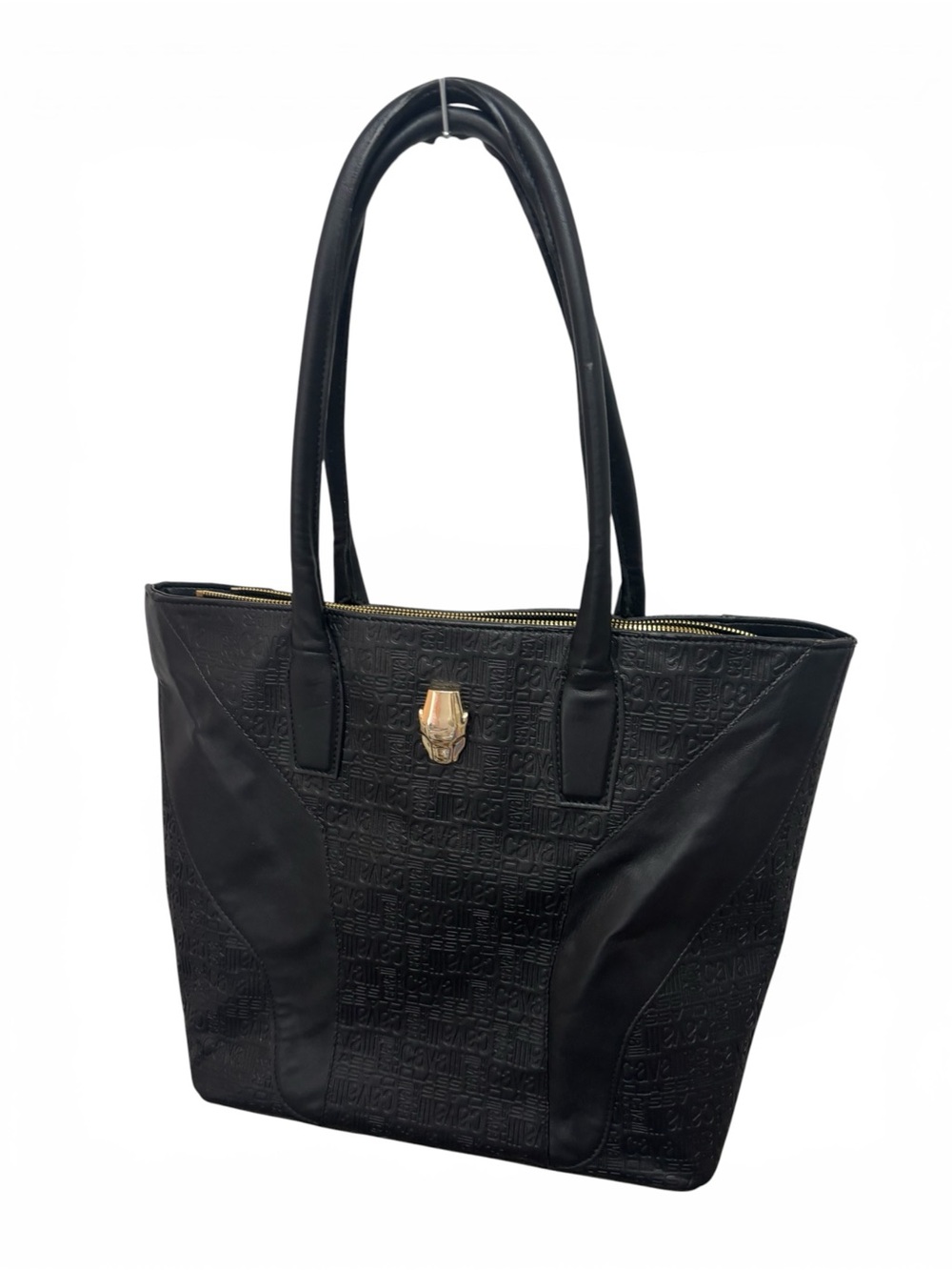 Just Cavalli Black Tote with Gold Emblem